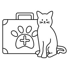 cute cat mascot with medical kit
