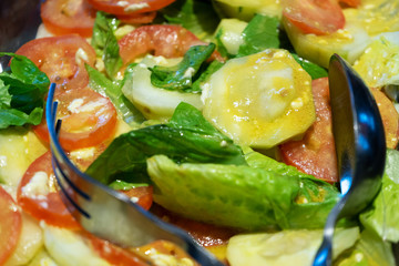 Vegetable salad with tomato and cucumber