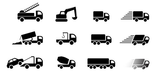 Set of truck service icon and sign, vector art