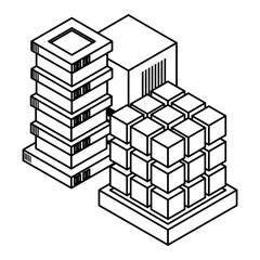 computing service technology 3d symbol in black and white