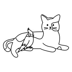 cute cat and bird mascots adorables characters