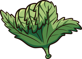 Cartoon marijuana hand making the hang loose or shaka sign clipart. Vector illustration with simple gradients. All in a single layer. 
