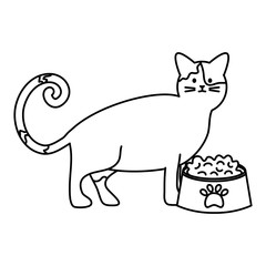 cute cat mascot with dish food