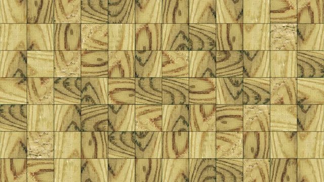 Wooden cubes from opposite directions are shifted filling the green screen and assembled into the wall. Abstract transition, 3D animated intro with chroma key.