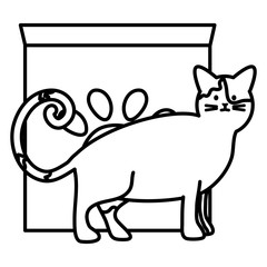 cute cat mascot with food paper bag