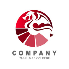 Dragon head vector logo,flying dragon logo template