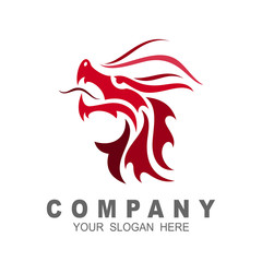 dragon head logo design illustration