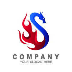 dragon logo with the appearance of the letter s, letter s and dragon snake with fire