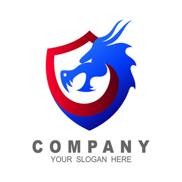 Dragon shield logo template, shield  icon