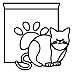 cute cat mascot with food paper bag