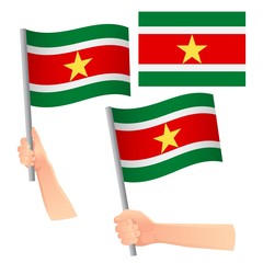 Suriname flag in hand set