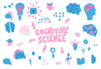 Cognitive science concept. Set of vector elements.