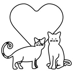 cute cats mascots adorable with heart