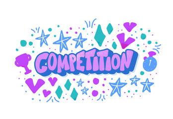 Competition flat concept. Vector word isolated.