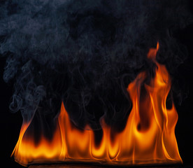 Texture of fire on a black background.