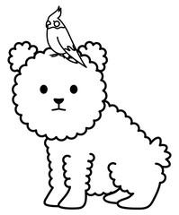 little dog with bird adorables mascots characters