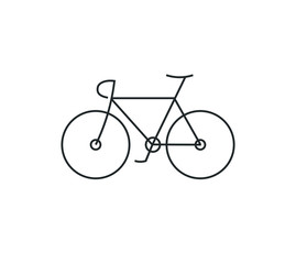 Vector black line bicycle icon isolated on white background