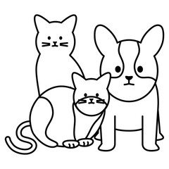cute cats and dog mascots adorables characters