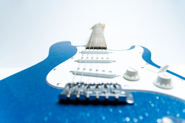 blue electric guitar bridge