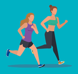 Obraz na płótnie Canvas women running activity sport training