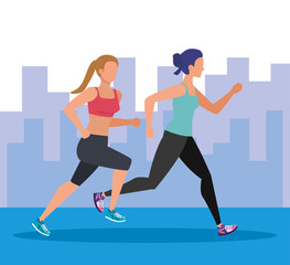 women practice running sport activity