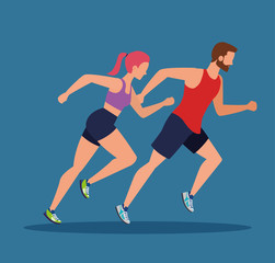Fototapeta na wymiar woman and man running exercise sport