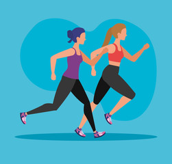 Fototapeta na wymiar women running exercise sport activity