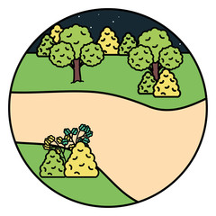 park landscape with forest scene