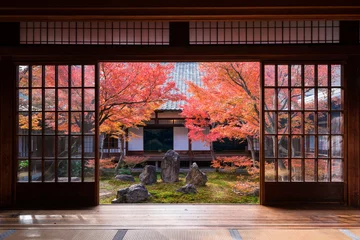Papier Peint photo Lavable Kyoto Feuilles d& 39 automne du temple Kenninji à Kyoto
