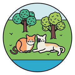 cute cats mascots adorables in the park