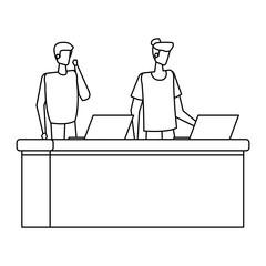 men working in desk with computers