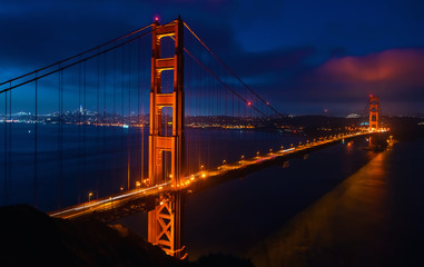 San Francisco's Golden Gate Bridge at dawn from Marin County