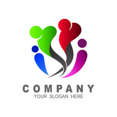 Health care logo, charity icon and family, human and colorful logo illustration