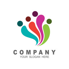 Health care logo, charity icon and family, colorful logo with family