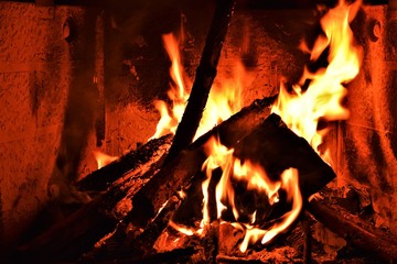 Flames in a Fireplace Closeup