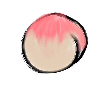 recommend clip art: Colorful ink-style fruit, fruit close-up,Peach