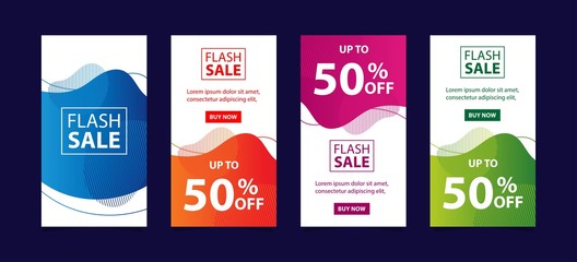 Dynamic modern fluid mobile for flash sale banners. Sale banner template design, Flash sale special offer set