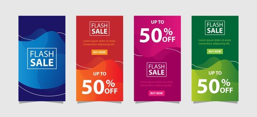 Dynamic modern fluid mobile for flash sale banners. Sale banner template design, Flash sale special offer set