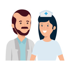 doctor male and nurse female workers characters