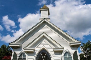 Small Quaint Country Church on a Bright Sunny Day