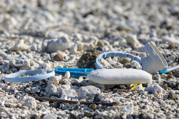 海岸に流れ着いたプラスチックごみ
