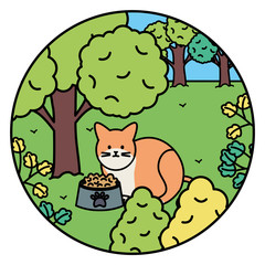 cute cat mascot adorable in the landscape