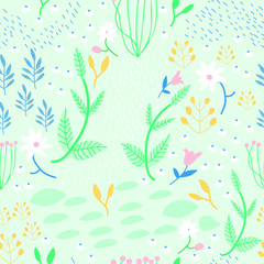 Botanical seamless vector pattern with leaves and florals editable and separable