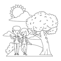 Teenager boy and girl cartoon design