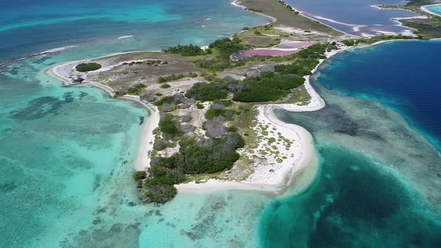 Los Roques venezuela -Caribbean sea Fantastic-landscape Moving forward aerial view of francisky  island