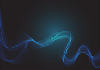 Abstract blue circle dot line mesh wave smoke light on black design modern futuristic technology background vector illustration.