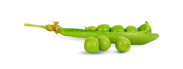 fresh green peas isolated on a white background