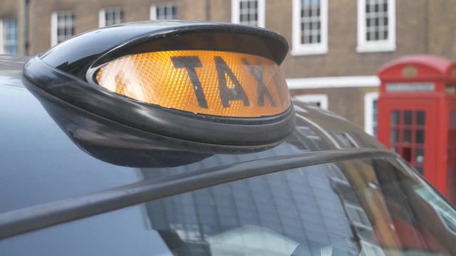 London. A close up view of taxi sign.