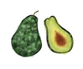 Colorful ink style fruit