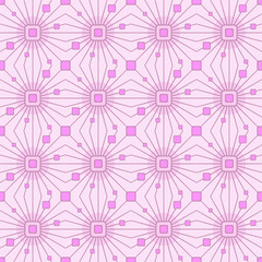 Vector seamless pattern with lines and squares, rays and glares. Retro abstract geometric ornament for textile, prints, wallpaper, wrapping paper, web etc.